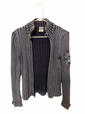 Columbia Vertex Gray Ribbed Zip Up Sweater Jacket Cardigan - Extra Small